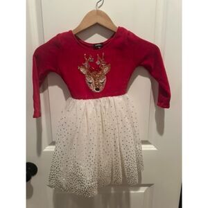 NWOT Zunie Reindeer Tulle Christmas Holiday Red Girl  Dress Size 4
